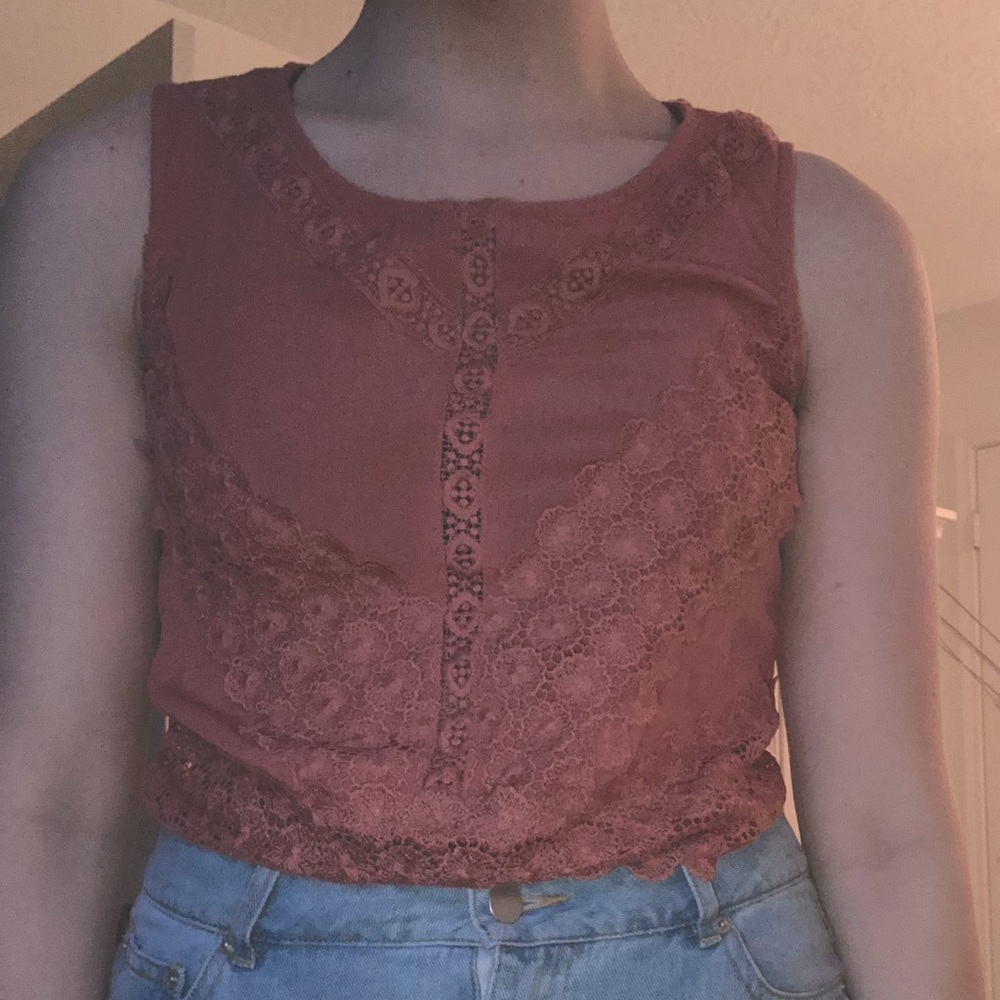 crop muave lacey tie back vintage